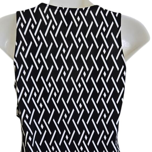 White‎ House Black Market Womens Geometric Print Tank XS Tiered Ruffles Stretch - Picture 6 of 7